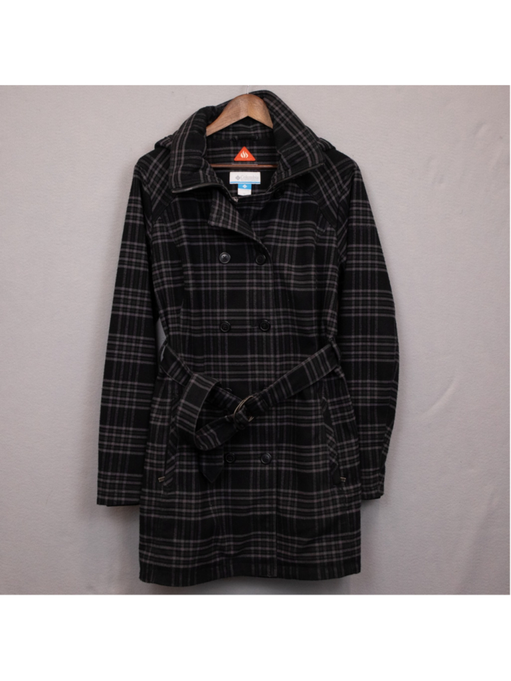 Columbia Zenith Vista II Omni Heat black plaid trench coat-XL